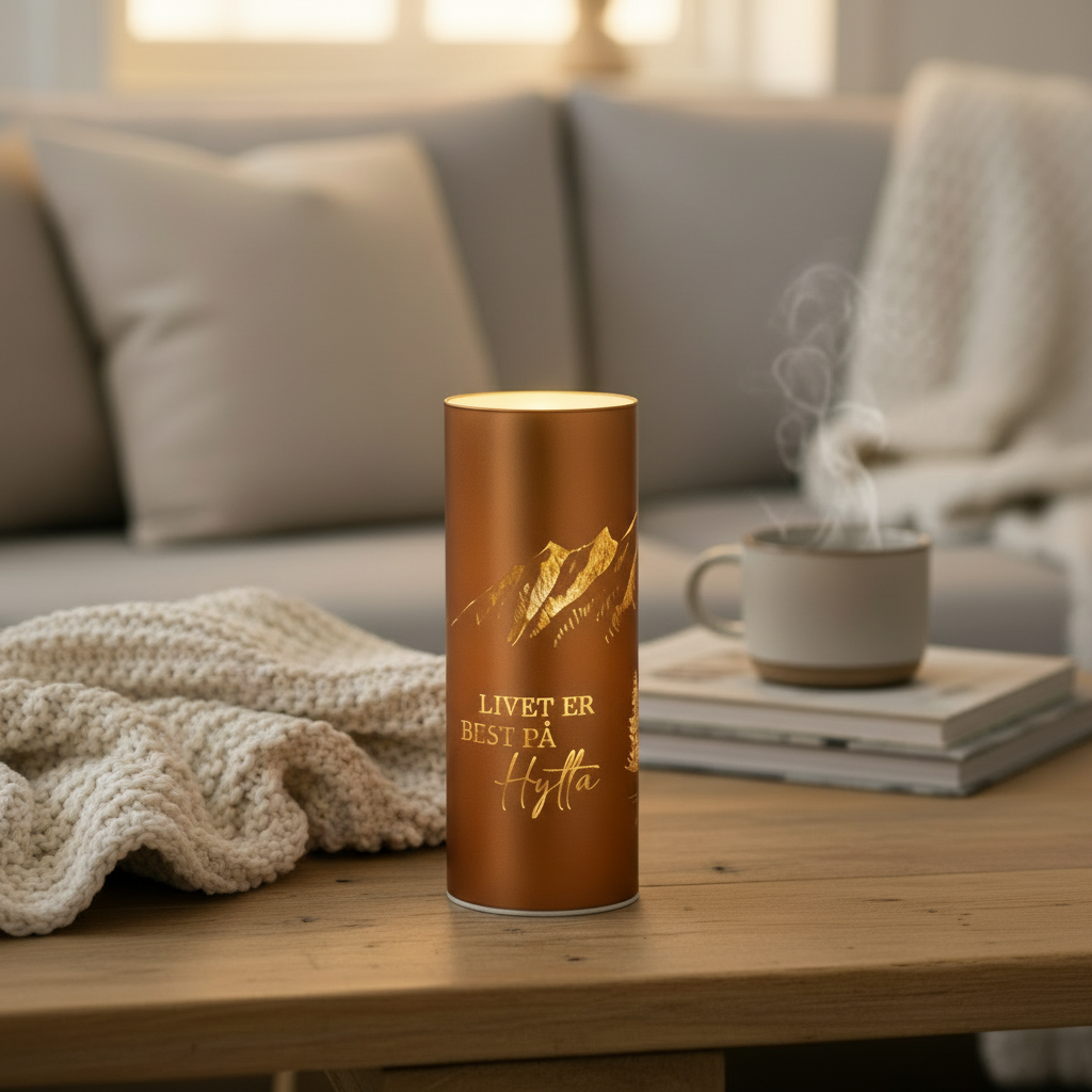 Lyslykt LED Livet på hytta brun 8 x 20 cm