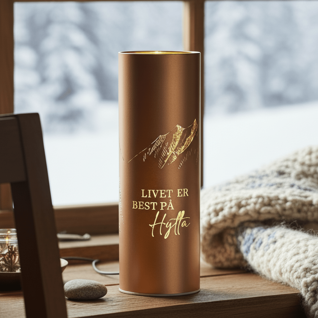Lyslykt LED Livet på hytta brun 9 x 25 cm - Lindas Dekor