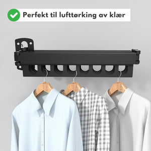 Veggmontert tørkestativ, uttrekkbart