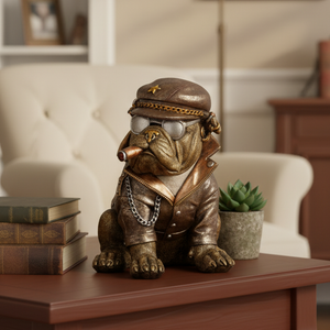 Bulldog med sigar dekorfigur