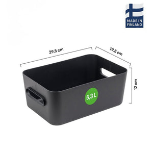 Stor sort oppbevaringsboks i resirkulert plast til hjemmet