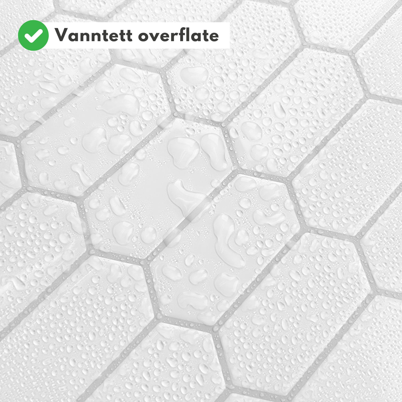 Alexandre hvit selvklebende veggfliser har en vanntett overflate. Perfekt for sprutsonen.