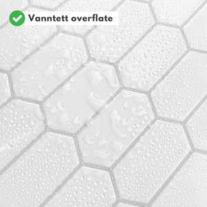 Alexandre hvit selvklebende veggfliser har en vanntett overflate. Perfekt for sprutsonen.