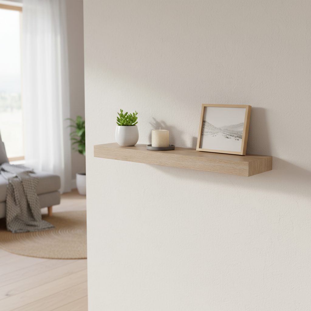 hylle i lys trelook til oppbevaring og dekor