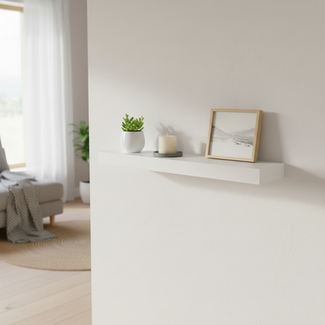 Hylle med LED-lys hvit