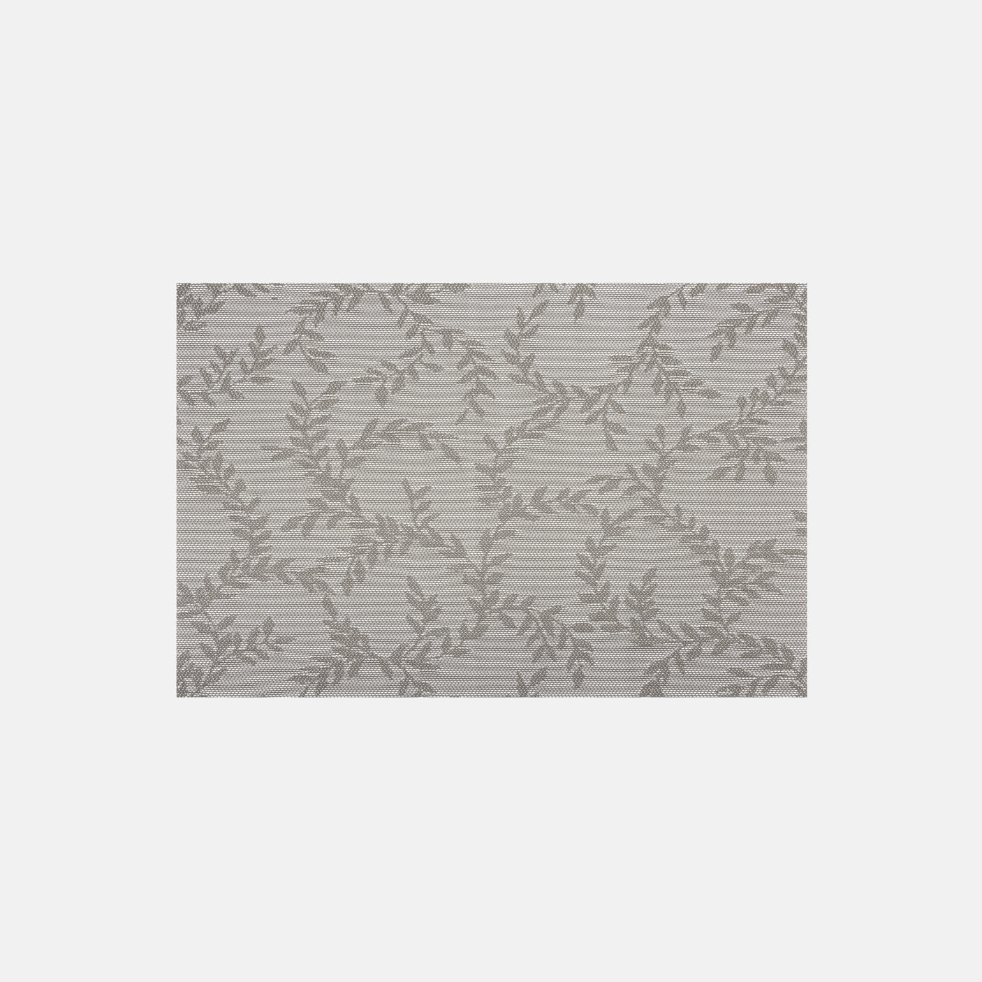 Kvadratisk bilde av grå flanell bordbrikke med løvmønster