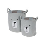 2-pk stofkurve med dyrmotiv grå