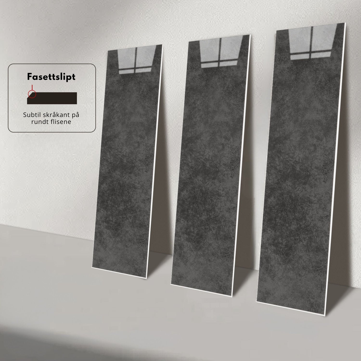 Vareprøve: Louise gloss antrasitt selvklebende veggfliser