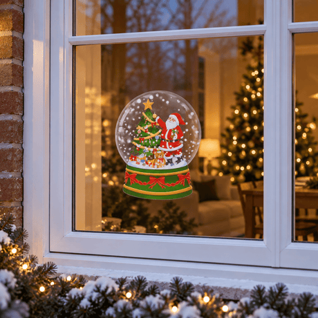Julesticker med nisse i snøkule 28 x 34 cm - Lindas Dekor Wallstickers