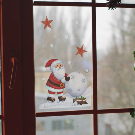 Julestickers nisse med glitter 2 design 29 x 35 cm - Lindas Dekor Wallstickers
