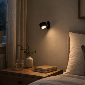 Oppladbar LED-vegglampe sort med touch-dimming 9,2 cm