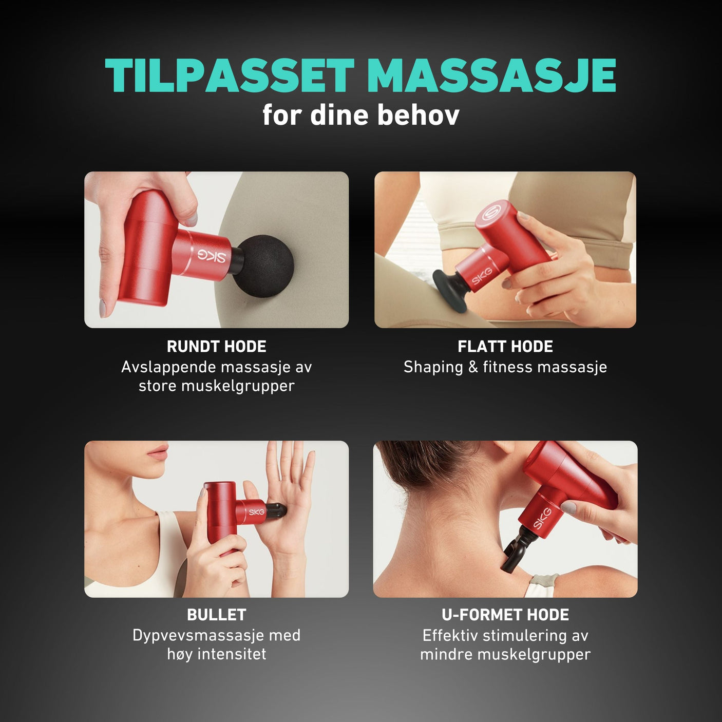 Kompakt og trådløs massasjepistol designet for smertelindring og restitusjon.