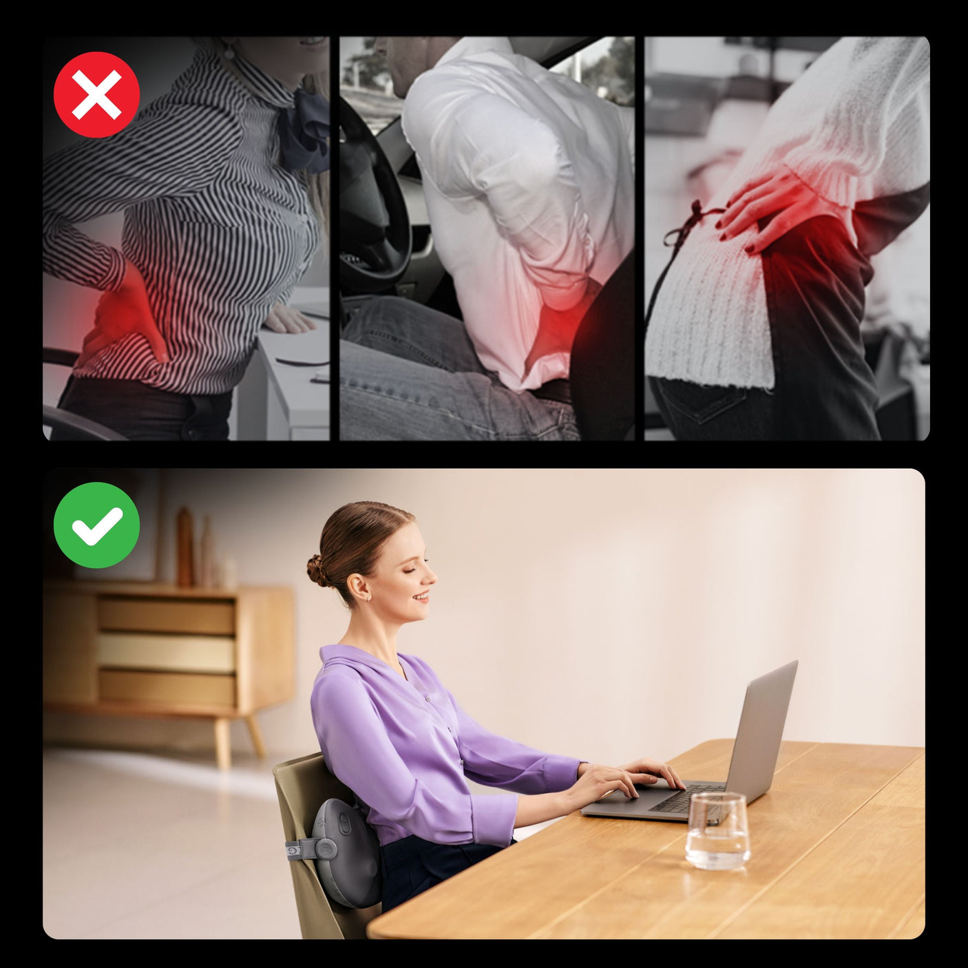 Kompakt og bærbar massasjepute for muskelavslapning.