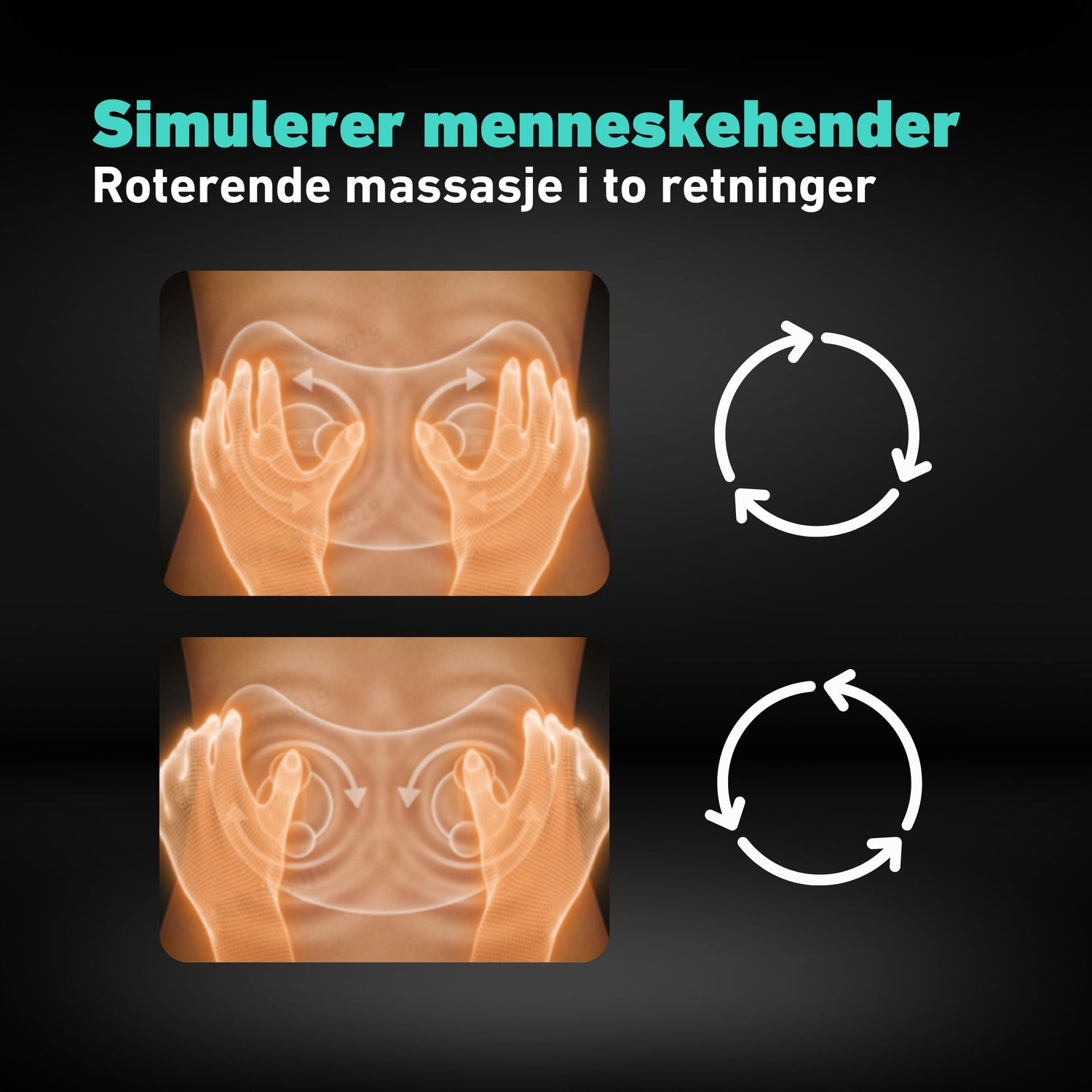 Elektrisk ryggmassasjepute med roterende massasjehoder.