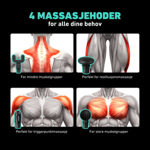 Trådløs massasjepistol i moderne design og høy ytelse.