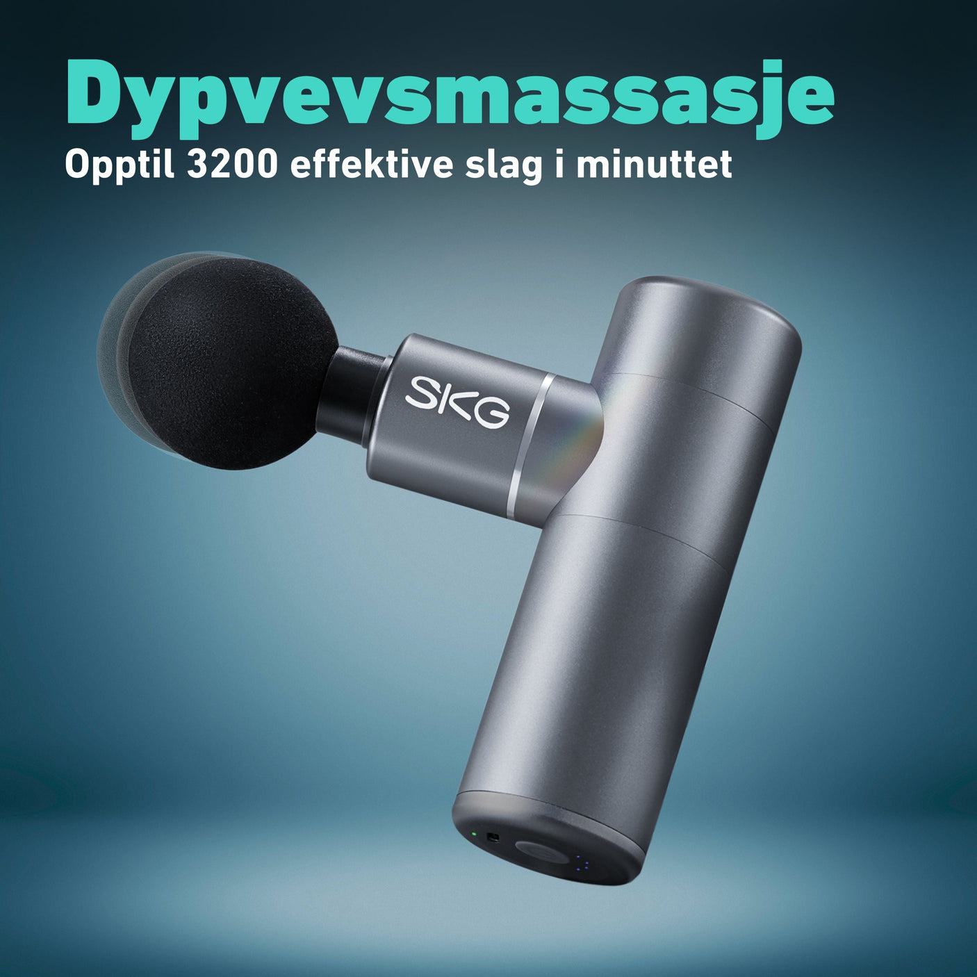 Praktisk massasjepistol med ulike munnstykker for målrettet muskelbehandling.