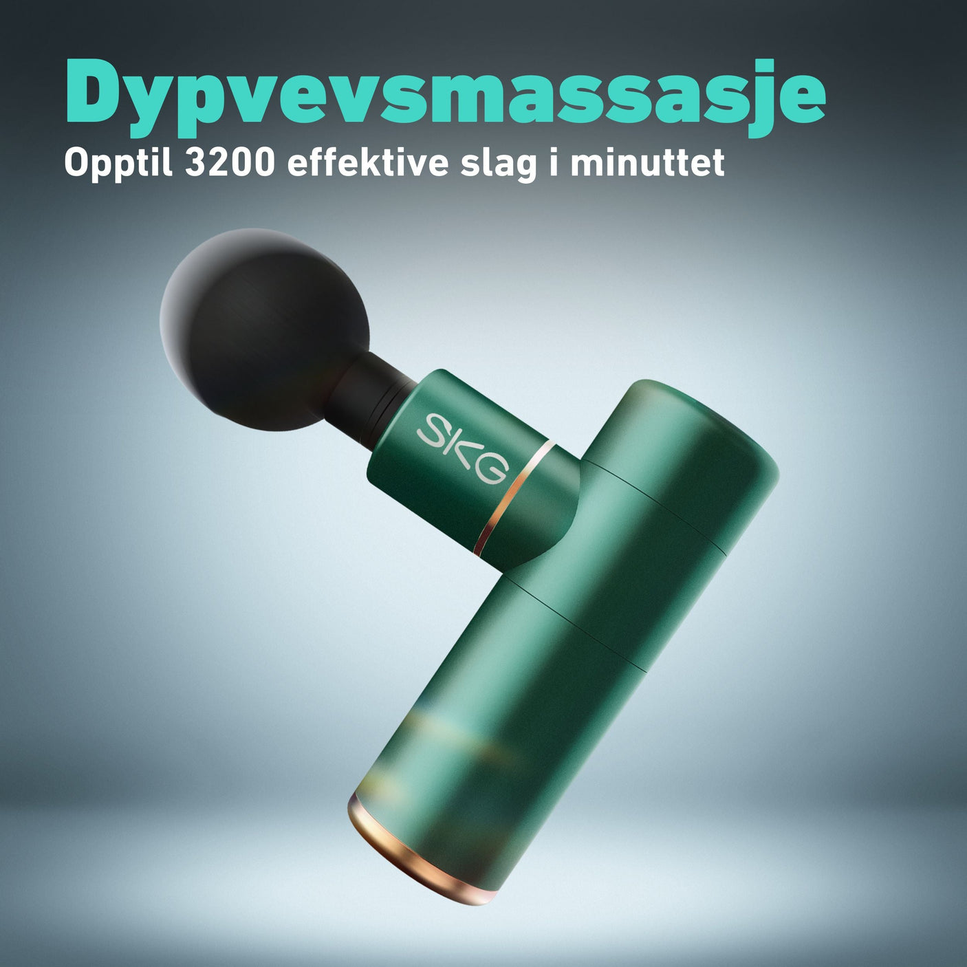 Oppladbar massasjepistol med lang batteritid.