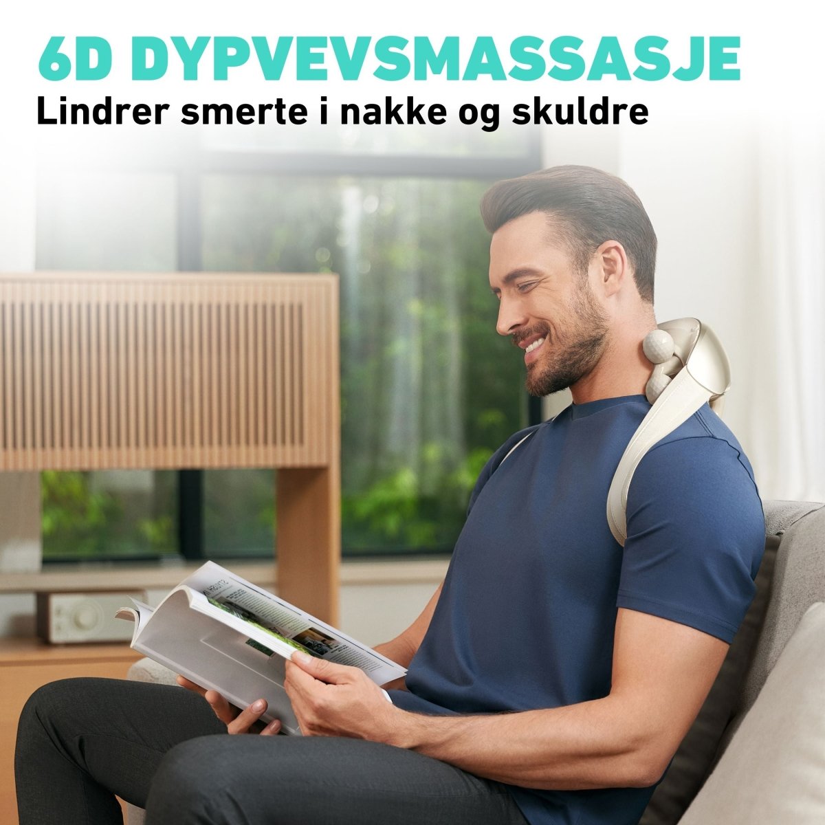 Massasjeapparat med roterende massasjekuler for en behagelig opplevelse.