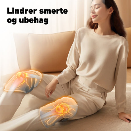 Oppladbart massasjeapparat for knær med flere intensitetsnivåer.