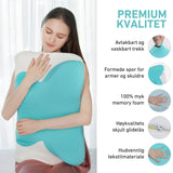Premium kvalitet pute av minneskum. Hudvennlig tekstilmateriale.