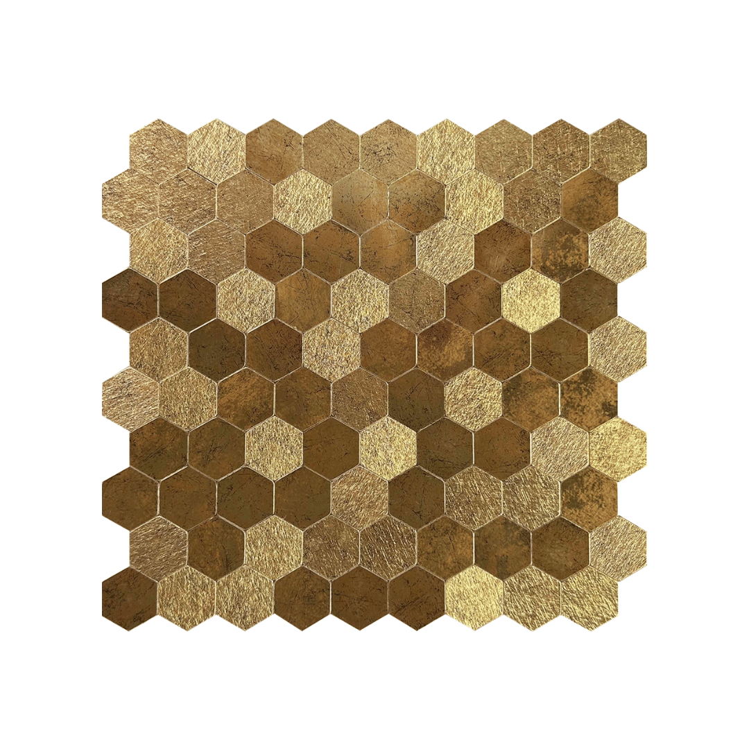 Hexagon gold selvklebende veggfliser