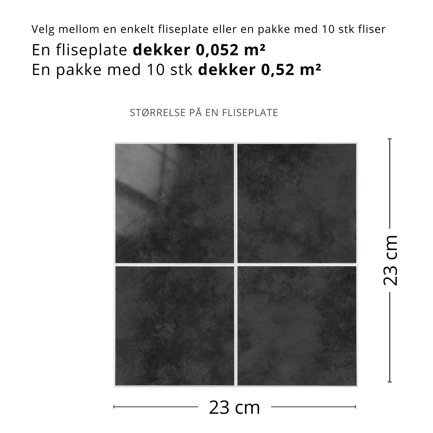 Melina antrasitt selvklebende veggfliser er et nydelig valg for å fornye kjøkken eller baderom. 