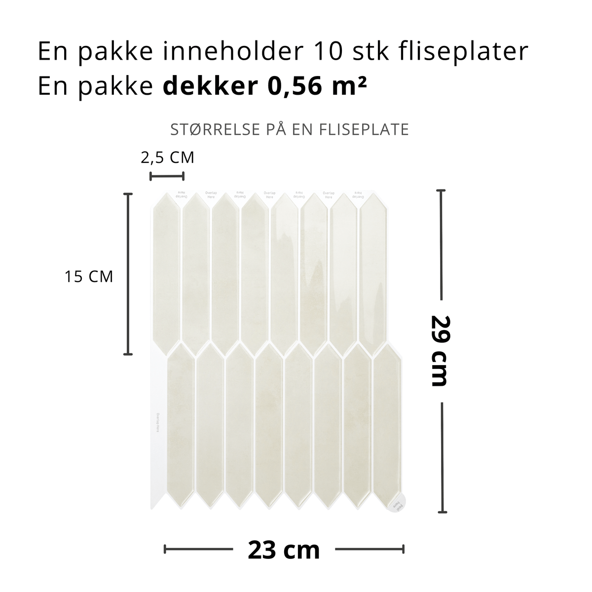 10-pk Hedda beige selvklebende veggfliser - Lindas Dekor Veggfliser