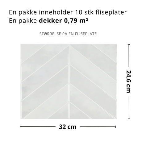 10-pk Evelina hvit selvklebende veggfliser