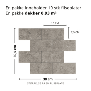 10-pk Subway greige selvklebende veggfliser - Lindas Dekor Veggfliser