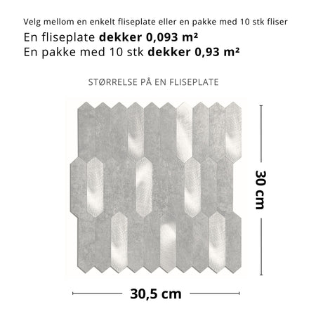 Mål og oppmåling av Stein lys grå selvklebende fliser for kjøkken og vaskerom