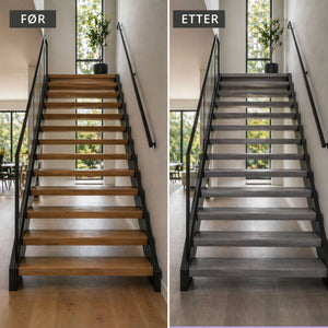 Detaljbilde av kontaktplast med naturtro trestruktur i grå eik 