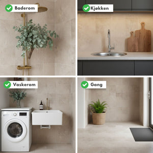 8 - pk Amsterdam beige betonglook selvklebende fliser 40 x 40 cm - Lindas Dekor