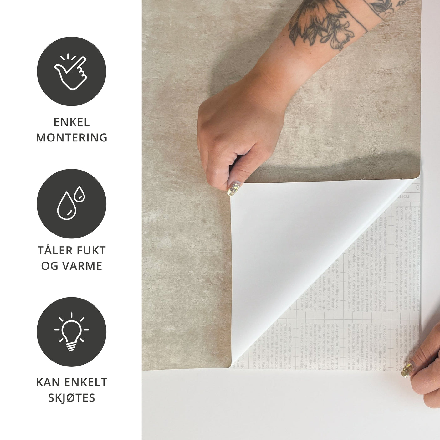 Premium Limewash beige kontaktplast