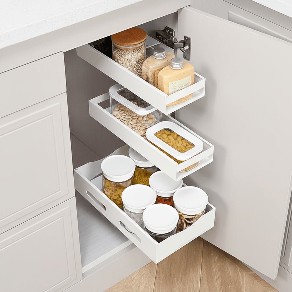 Uttrekkbar hylle smal hvit 35 x 12,5 cm - Lindas Dekor