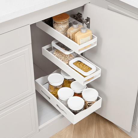 Uttrekkbar hylle smal hvit 35 x 12,5 cm - Lindas Dekor