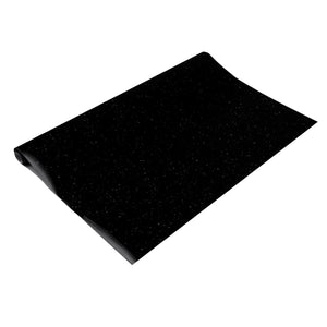 Sort granitt kontaktplast 90 cm bred med blank og glatt overflate.