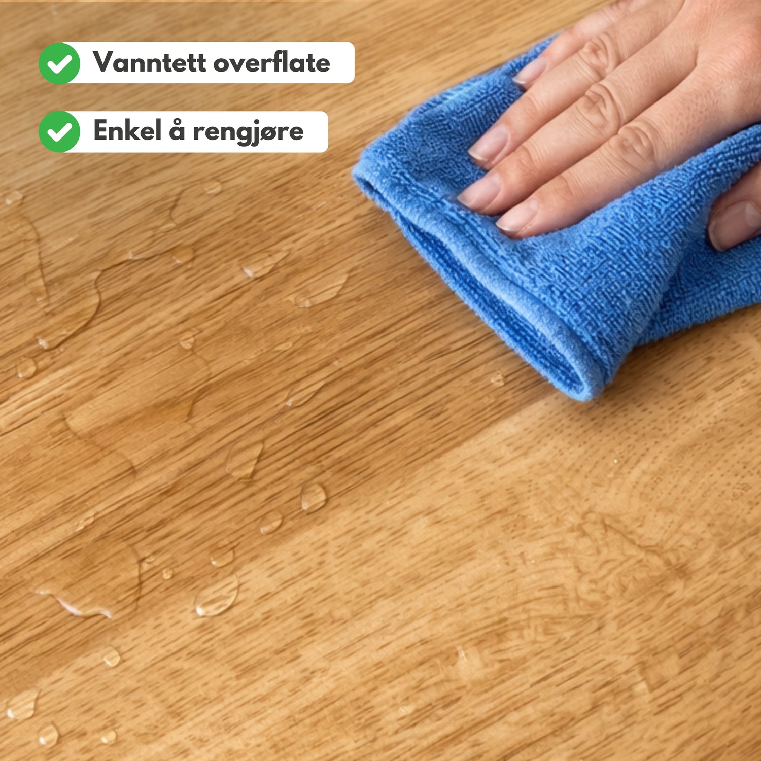 Bedford oak kontaktplast er enkel å rengjøre og har en vanntett overflate