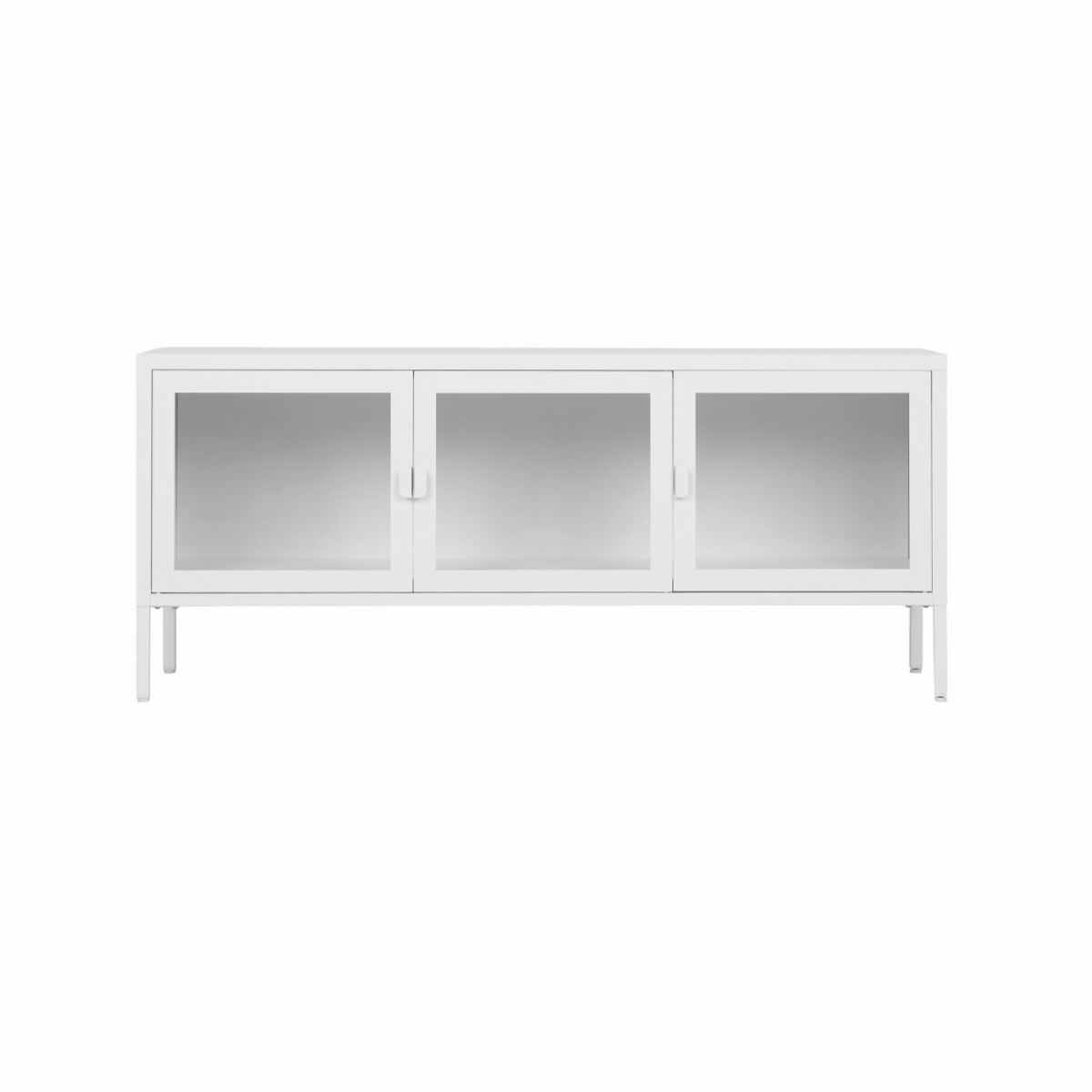 Brisbane TV-benk 3 glassdører hvit stål 130x40x55 cm