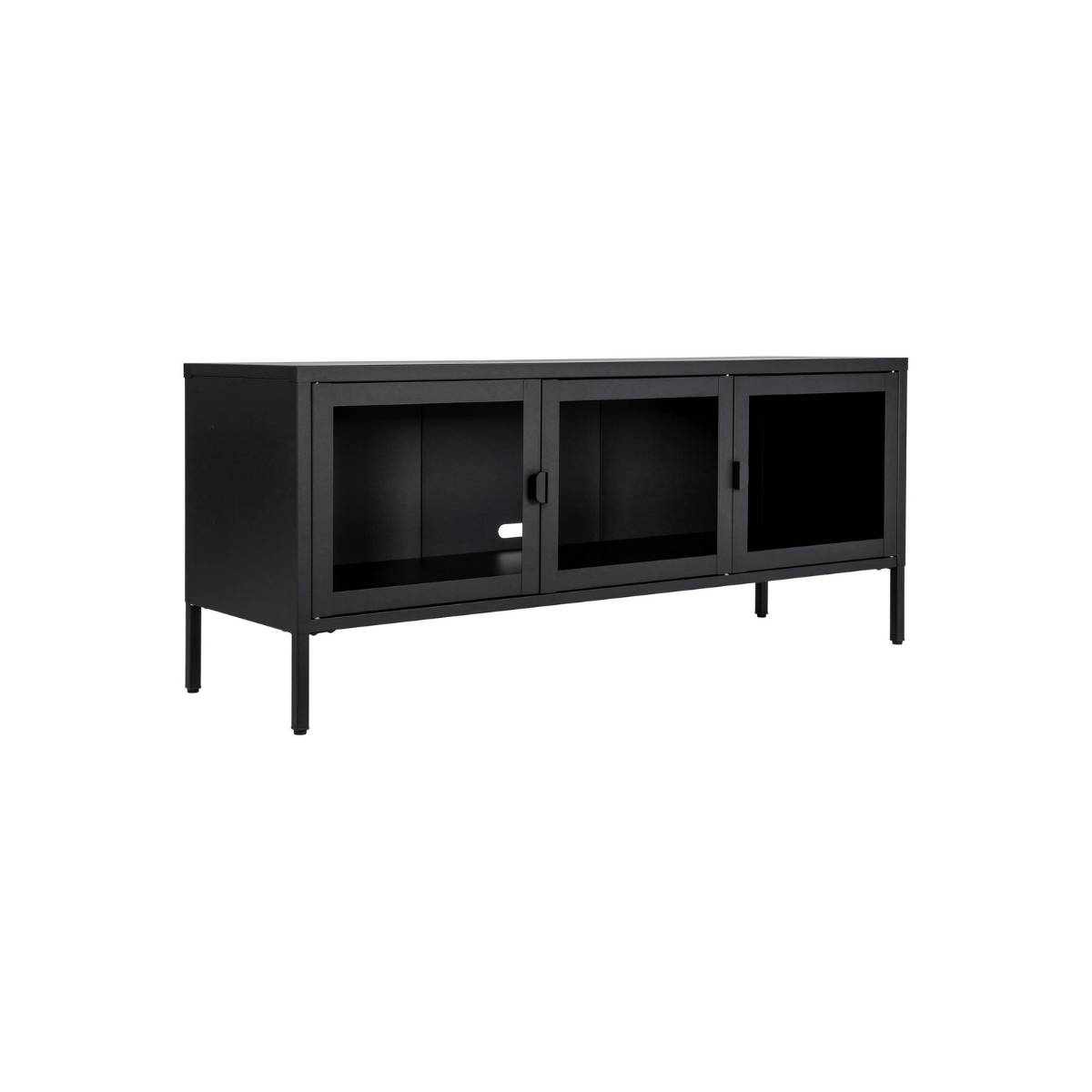 Brisbane TV-benk 3 glassdører sort stål 130x40x55 cm