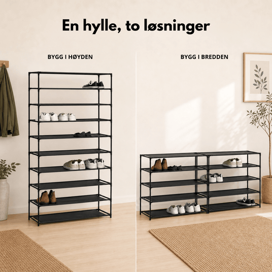 Skohylle med 10 nivåer 93 x 30,5 x 158 cm - Lindas Dekor Skostativ