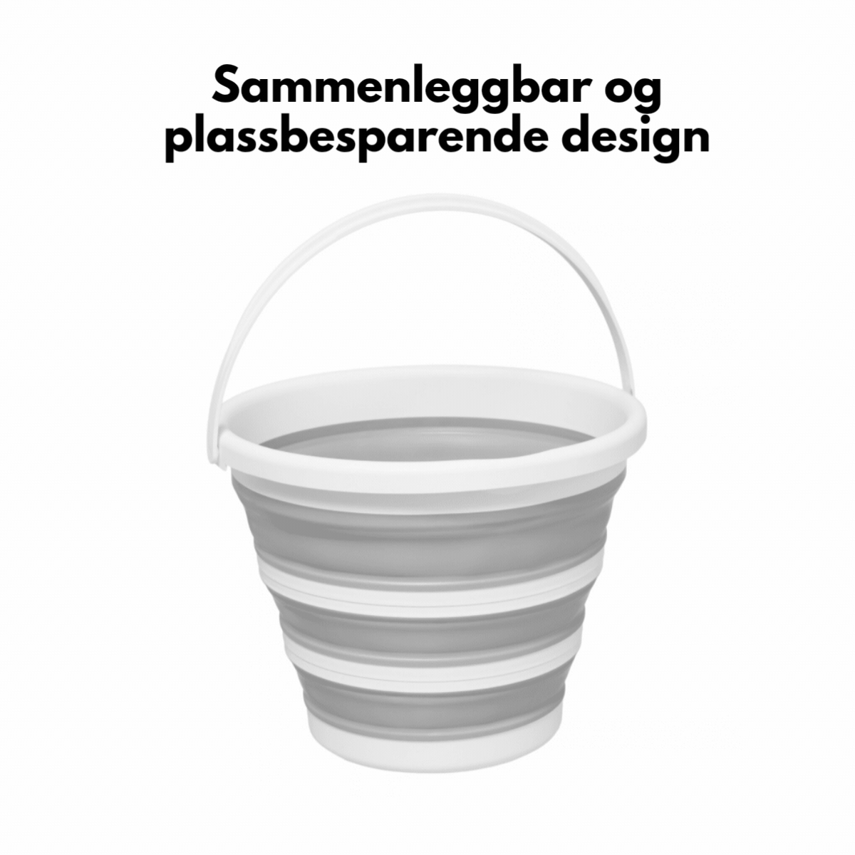 Sammenleggbar bøtte 10 liter grå