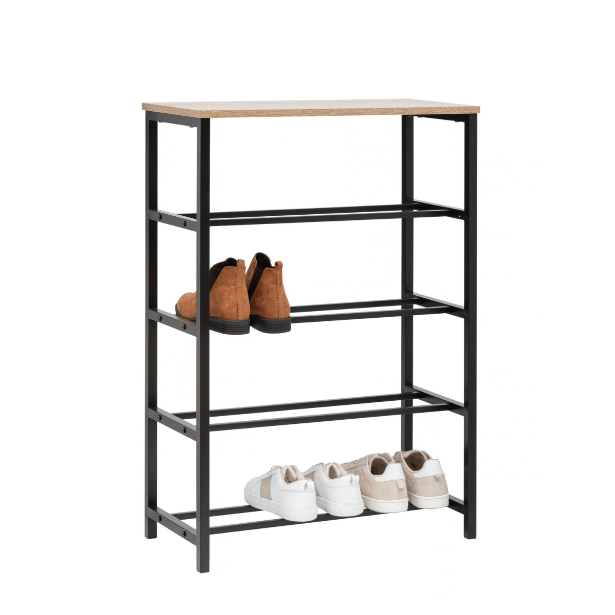 Aliaj konsollbord med skohyller, sort og tre 63 cm - Lindas Dekor Konsollbord