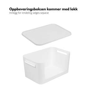 Hvit oppbevaringsboks med avtakbart lokk