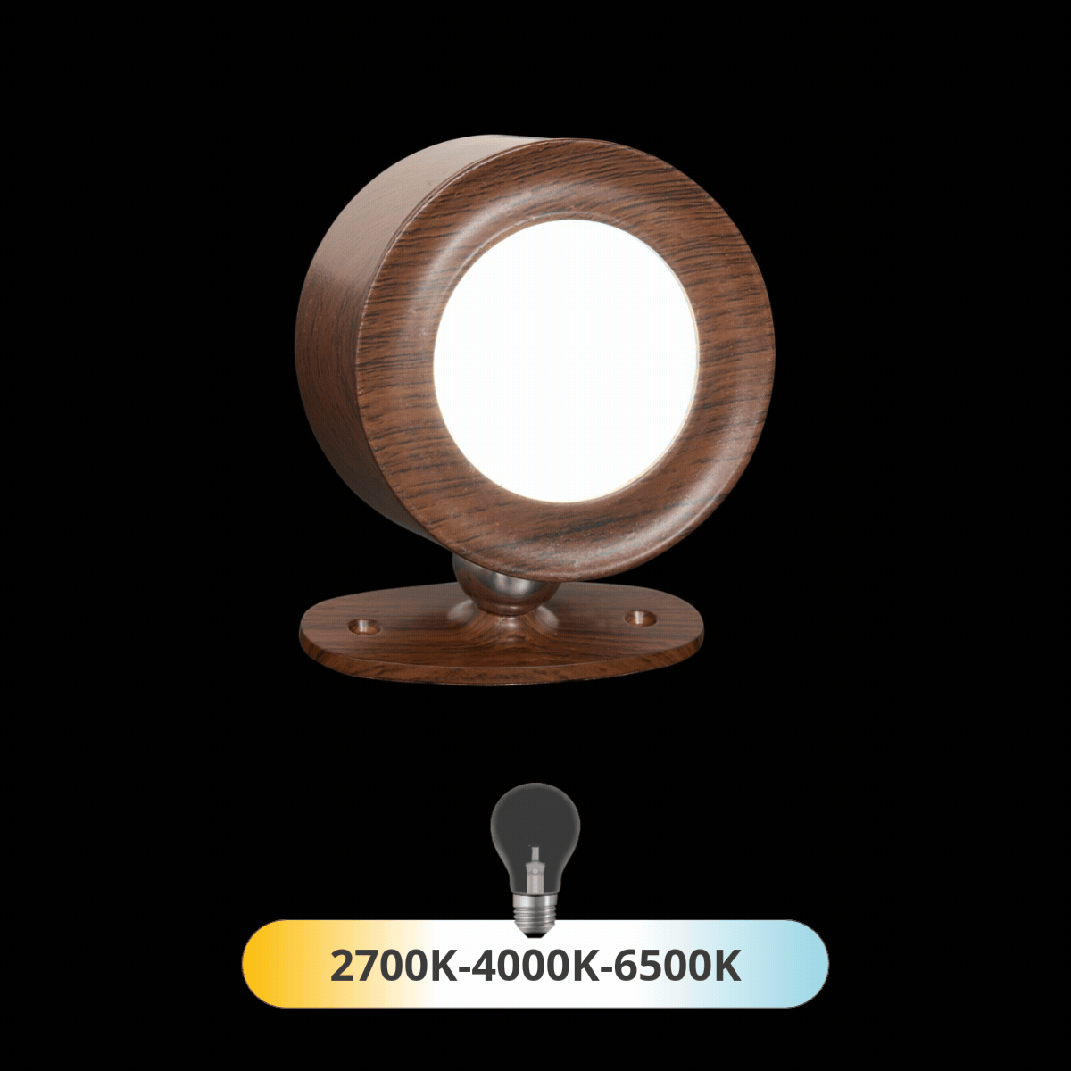 Oppladbar LED-vegglampe treverk med touch-dimming 9,2 cm