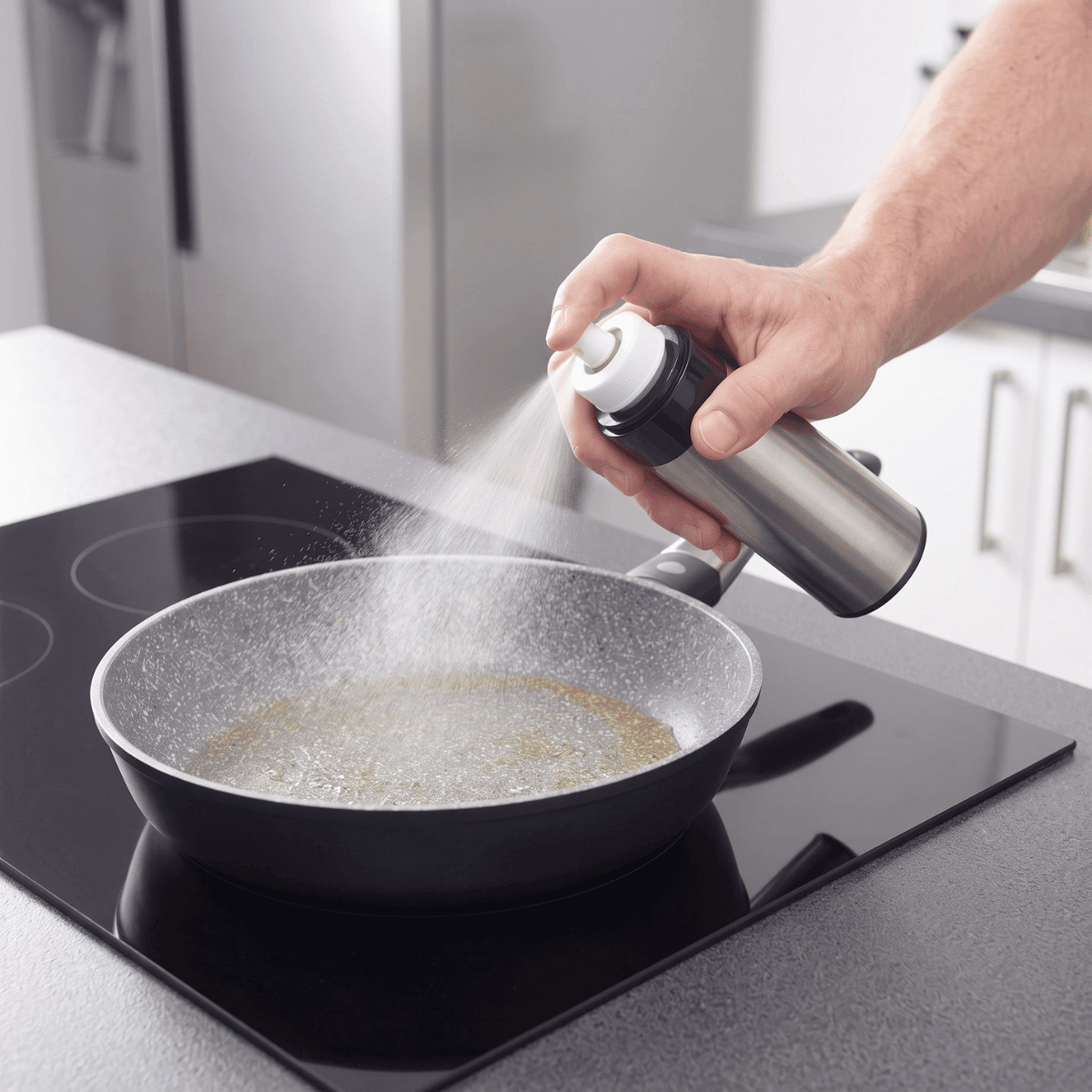 Oljespray med fine mist i rustfritt stål - Lindas Dekor Oljediffuser
