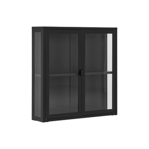 Brisbane vegghengt vitrineskap 2 glassdører sort stål 80 x 18 x 80 cm