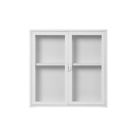 Brisbane vegghengt vitrineskap 2 glassdører hvit stål 80 x 18 x 80 cm - Lindas Dekor Vitrineskap