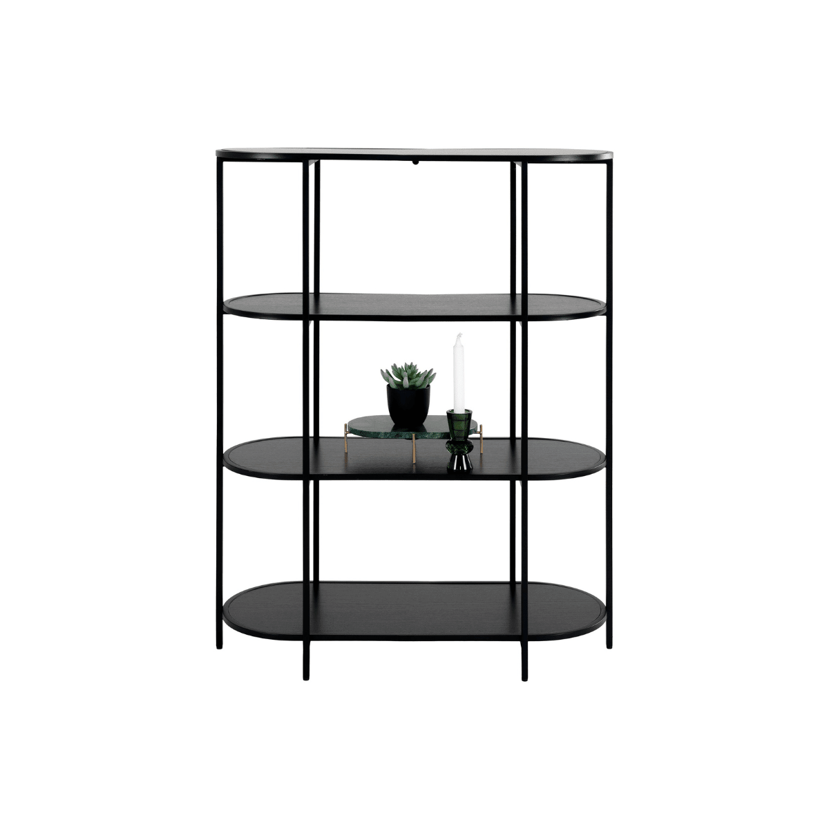 Vita oval bokhylle 4 hyller sort 85x36x111 cm