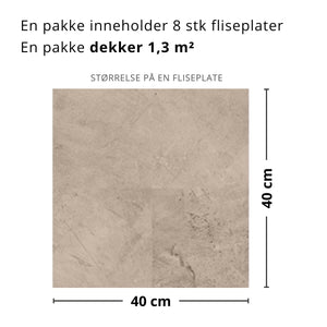 8 - pk Amsterdam beige betonglook selvklebende fliser 40 x 40 cm - Lindas Dekor
