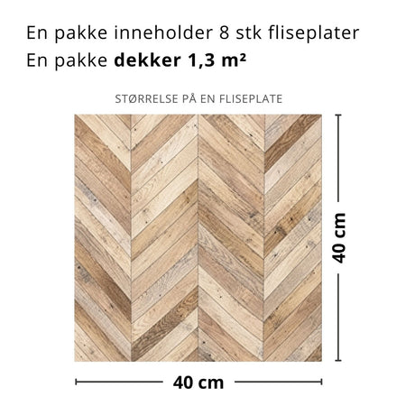 8 - pk Wooden Harmony selvklebende fliser lys eik fiskebein 40 x 40 cm - Lindas Dekor